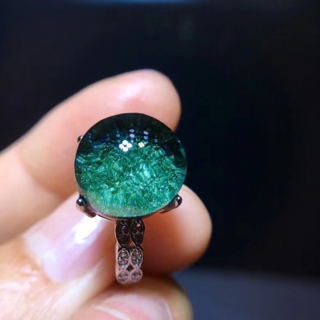 ⭐︎【天然】グリーン ガーデン クォーツ リング s925 12.6x12mm 2022