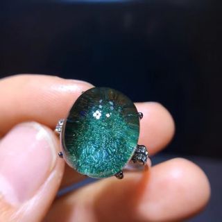 ⭐︎【天然】グリーン ガーデン クォーツ リング s925 15.3x13mm(リング(指輪))