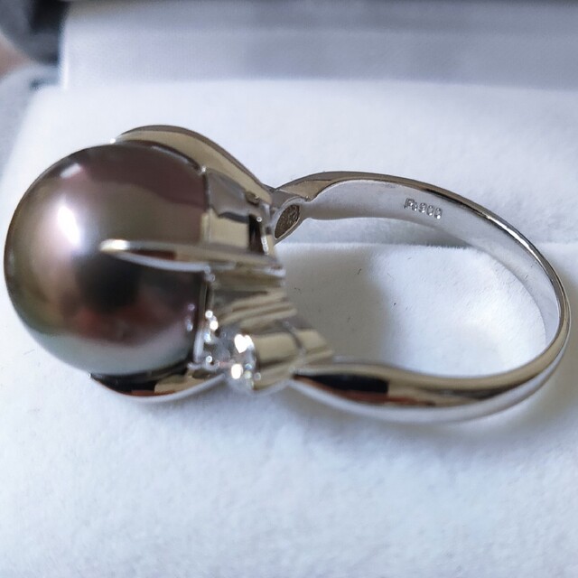 ダイヤモンド×ブラックパール リング Pt900 13.5mm 11.5g レディースのアクセサリー(リング(指輪))の商品写真
