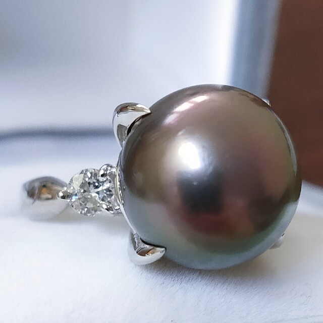ダイヤモンド×ブラックパール リング Pt900 13.5mm 11.5g | www