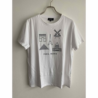 アーペーセー(A.P.C)のA.P.C. Paris刺繍Tシャツ XS ホワイトネイビーユニセックス(Tシャツ(半袖/袖なし))