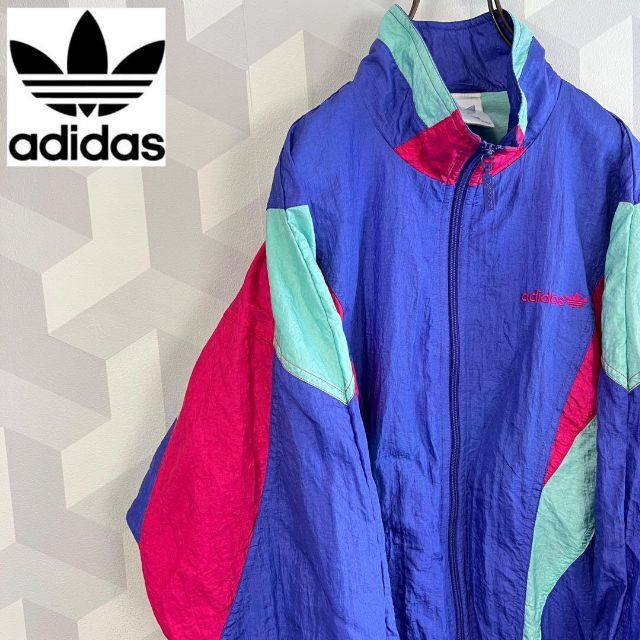 セール特価 切り替え adidas】刺繍ロゴ 【80s〜 ナイロンジャケット