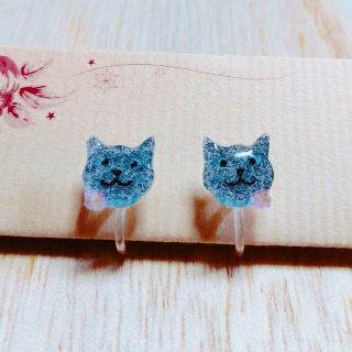 No.2070  ネコのノンホールピアス☆(イヤリング)