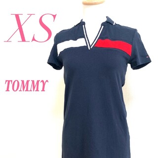 トミー(TOMMY)のTOMMY トミー ワンピース ポロシャツ Vネック スポーティー ネイビー(ひざ丈ワンピース)