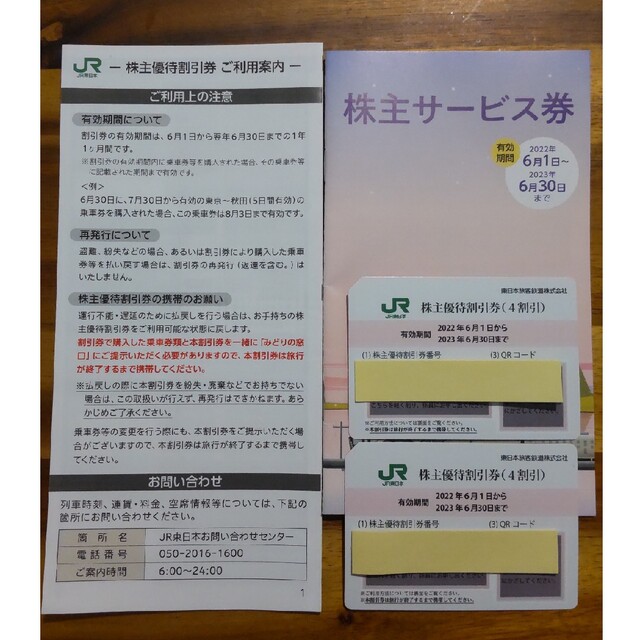 JR東日本 株主優待鉄道割引券 2枚