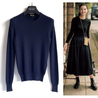 Drawer - Drawer*定番18Gカシミヤシルクリブクルーネックニット 1