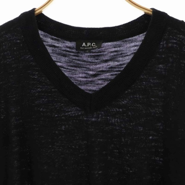 A.P.C(アーペーセー)のアーペーセー シルク Vネックニット セーター プルオーバー 長袖 薄手 M 黒 レディースのトップス(ニット/セーター)の商品写真