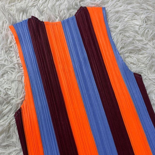 メール便対応! PLEATS PLEASE ストライプ ロング ワンピース マルチ
