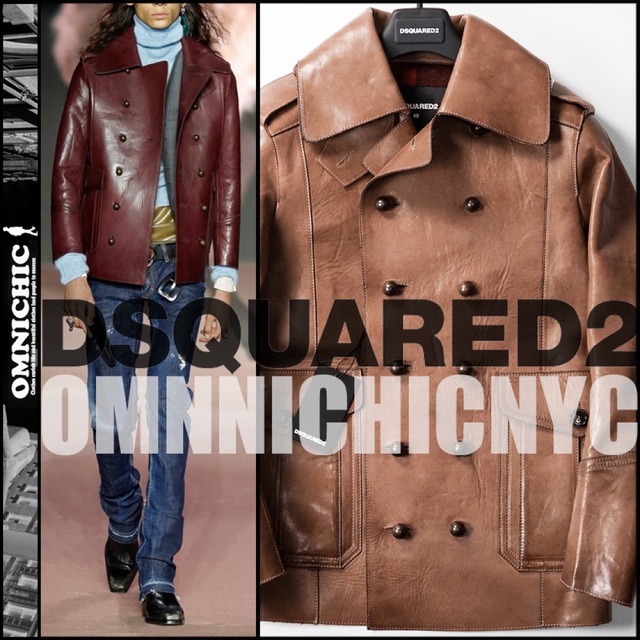 新品45万ハンガー付DSQUARED2ディースクエアードレザージャケット48