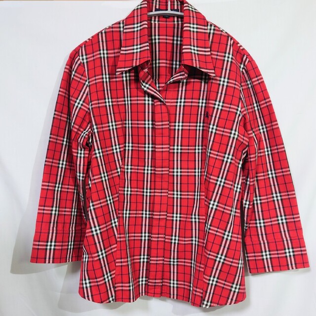 バーバリー BURBERRY チェックシャツブラウス 赤 サイズ42 XL