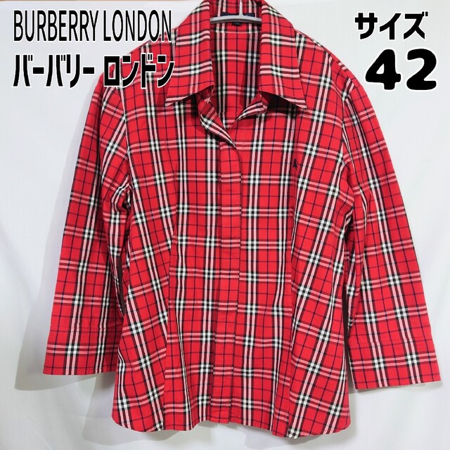 BURBERRY(バーバリー)のバーバリー BURBERRY チェックシャツブラウス 赤 サイズ42 XL レディースのトップス(シャツ/ブラウス(長袖/七分))の商品写真