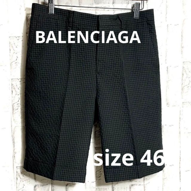 BALENCIAGAバレンシアガ　シアサッカーショーツ　黒×茶色ショートパンツ
