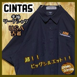 古着 90s 半袖 ブラック ワッペン CINTAS ワークシャツ ゆるダボ(シャツ)