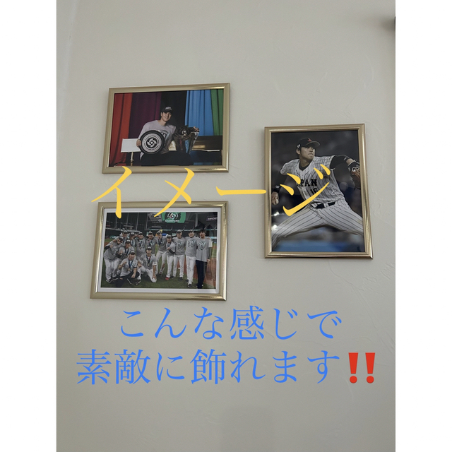 大谷翔平　WBC 決勝前の声掛けミーティングA4写真 優勝へ！フレーム銀色 スポーツ/アウトドアの野球(記念品/関連グッズ)の商品写真