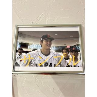 大谷翔平　WBC 決勝前の声掛けミーティングA4写真 優勝へ！フレーム銀色(記念品/関連グッズ)