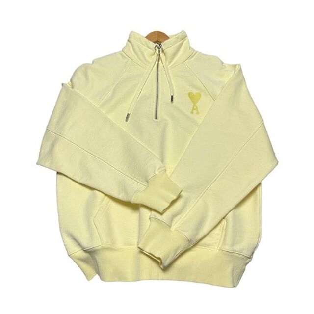 新品】ami ビッグハート ハーフジップ トレーナー イエロー XL-