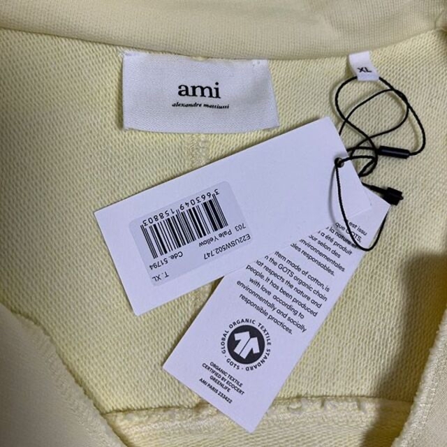 新品】ami ビッグハート ハーフジップ トレーナー イエロー XL-