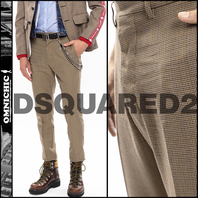 タグスペアボタン11万DSQUARED2ディースクエアードハウンドトゥーステーパードチノパンツ