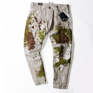 新品15万DSQUARED2】ディースクエアード/ロゴペイントツイストパンツ50