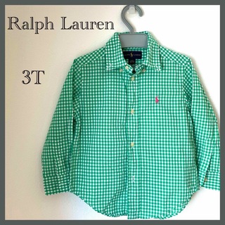 ラルフローレン(Ralph Lauren)の【ほぼ新品】ラルフローレン　チェックシャツ　グリーン　緑　3T(Tシャツ/カットソー)