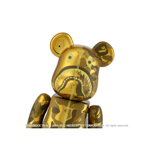 BE@RBRICK BAPE CAMO SHARK 100% 400% GOLD