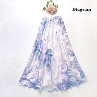 グレースコンチネンタル(GRACE CONTINENTAL)の【美品】Diagram　フラワープリントスカート　水彩　花柄　マキシ丈　36(ロングスカート)