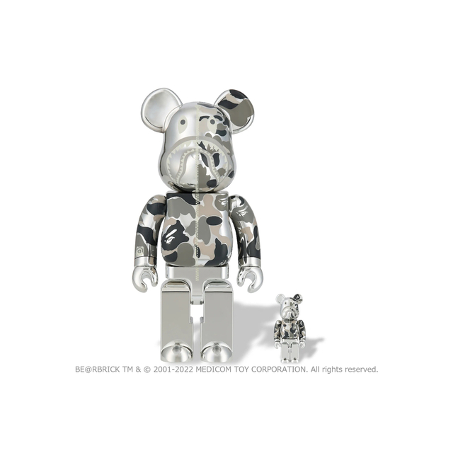 A BATHING APE - 新品 BAPE BE@RBRICK CAMO SHARK SILVER A BATHING APE - 新品 BAPE BE@RBRICK CAMO SHARK SILVER