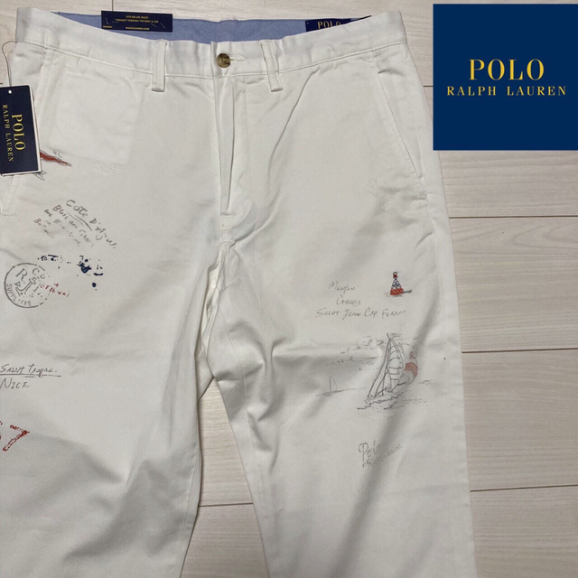 新品 POLO RALPHLAUREN チノパン 32/32 白 ラルフローレン-