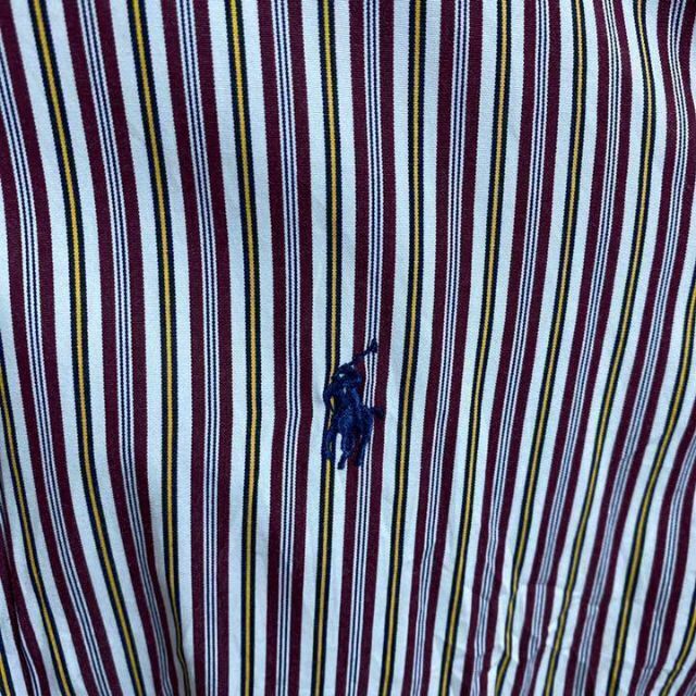 POLO RALPH LAUREN(ポロラルフローレン)のラルフローレン 長袖シャツ ボルドー ストライプ USA古着 白 ボタンダウン メンズのトップス(シャツ)の商品写真