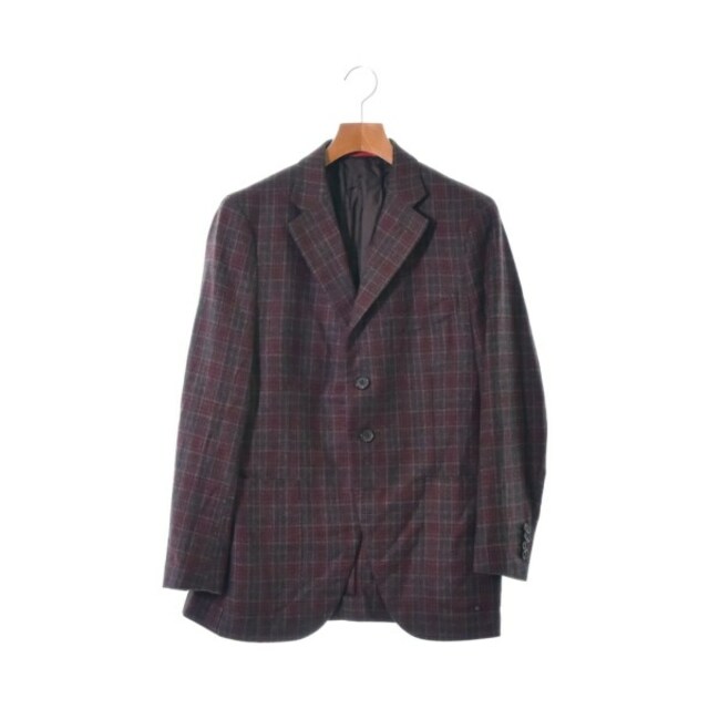 【86】イザイア ISAIA 茶 ジャケット 48 千鳥柄 チェック柄 メンズ