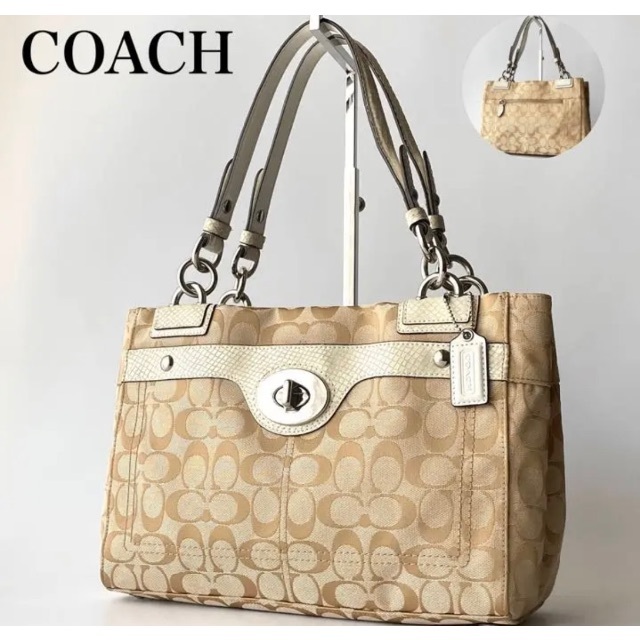 COACH(コーチ)のCOACH コーチ シグネチャー キャンバス トートバッグ ベージュ レディースのバッグ(トートバッグ)の商品写真