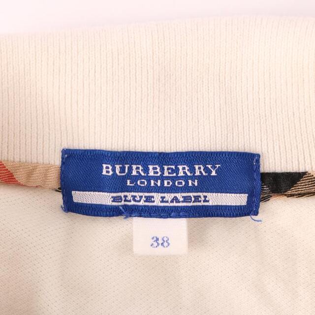 BURBERRY BLUE LABEL(バーバリーブルーレーベル)のバーバリーブルーレーベル 半袖ポロシャツ ロゴ刺繍 ストレッチ コットン トップス レディース 38サイズ ホワイト BURBERRY BLUE LABEL レディースのトップス(ポロシャツ)の商品写真