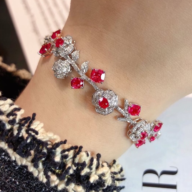 愛用 天然スピネル ダイヤモンド ¥ k18 ブレスレット4.05ct