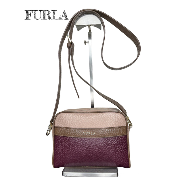 超美品☆FURLA フルラ ショルダーバッグ AVRIL レザー ボルドー 100