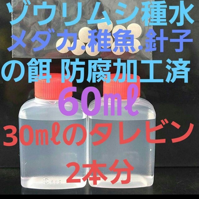 ゾウリムシ種水 メダカの餌 防腐加工済60㎖30㎖のタレビン2本分の通販 by 正幸's shop|ラクマ