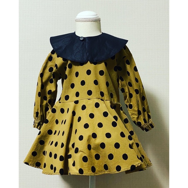 ハンドメイド　フレアワンピース　　95cm つけ襟セット キッズ/ベビー/マタニティのキッズ服女の子用(90cm~)(ワンピース)の商品写真