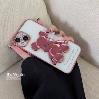 iPhoneX/XSケース　熊　くま　クマ　ピンク　iPhoneケース　韓国人気