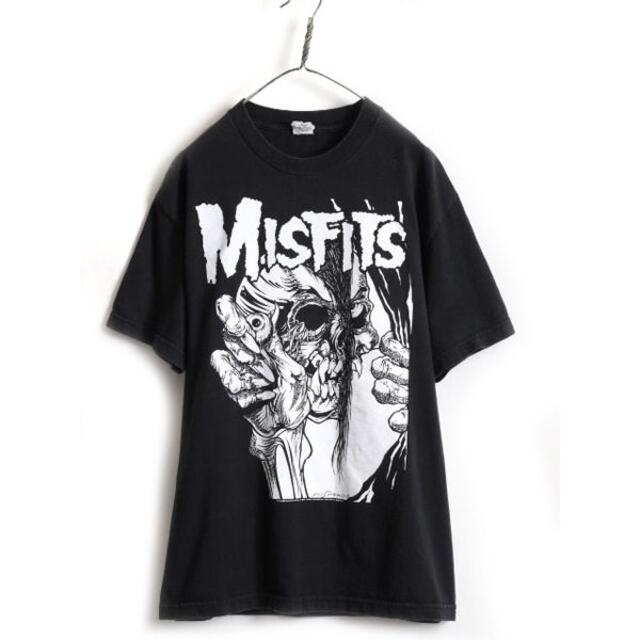 00s ミスフィッツ パスヘッド スカル プリント 半袖 Tシャツ L 黒 【25