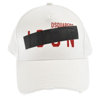 ディースクエアード(DSQUARED2)のDSQUARED2 ディースクエアード ロゴ テープデザイン 5パネルキャップ ホワイト S82B00478(キャップ)