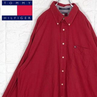 トミーヒルフィガー(TOMMY HILFIGER)のトミーヒルフィガー 90sフラッグロゴ 長袖ビッグシャツ ボタンダウン 刺繡ロゴ(シャツ)