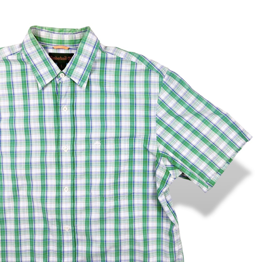 Timberland(ティンバーランド)の90s Timberland ティンバーランド　半袖チェックシャツ　グリーン メンズのトップス(シャツ)の商品写真