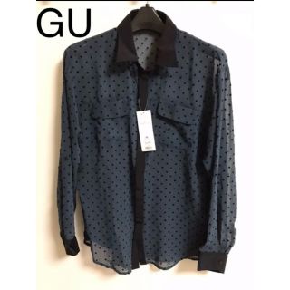 ジーユー(GU)のシースルードット柄ブラウス【新品】GU(シャツ/ブラウス(長袖/七分))