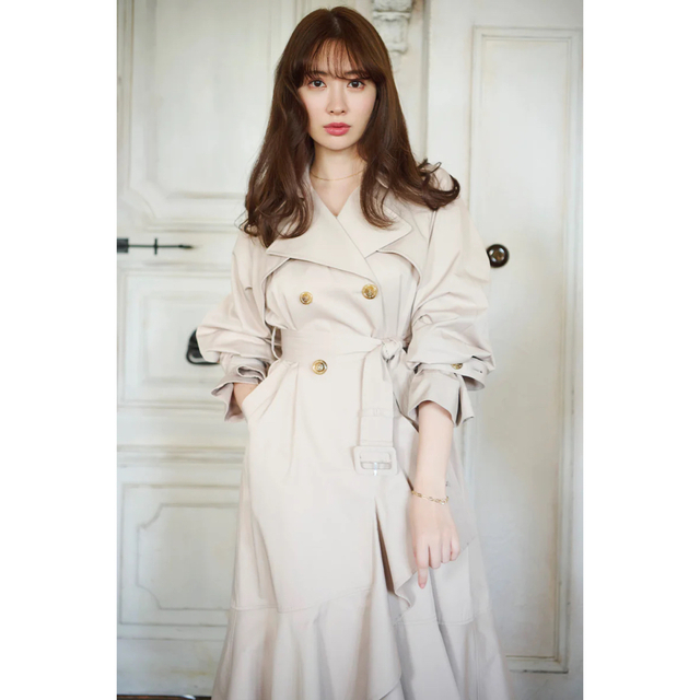 エバニュー Gabardine Ruffled Trench Coat herlipto | www.tegdarco.com