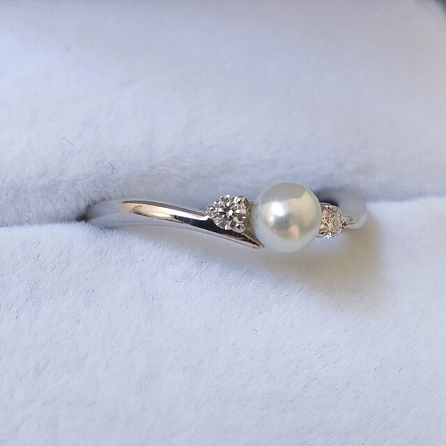 MIKIMOTO(ミキモト)のミキモト ダイヤモンド×ベビーパール リング K18WG 4.0mm 2.2g レディースのアクセサリー(リング(指輪))の商品写真