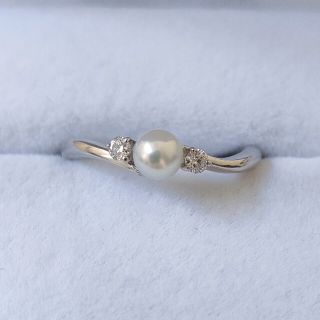 ミキモト(MIKIMOTO)のミキモト ダイヤモンド×ベビーパール リング K18WG 4.0mm 2.2g(リング(指輪))