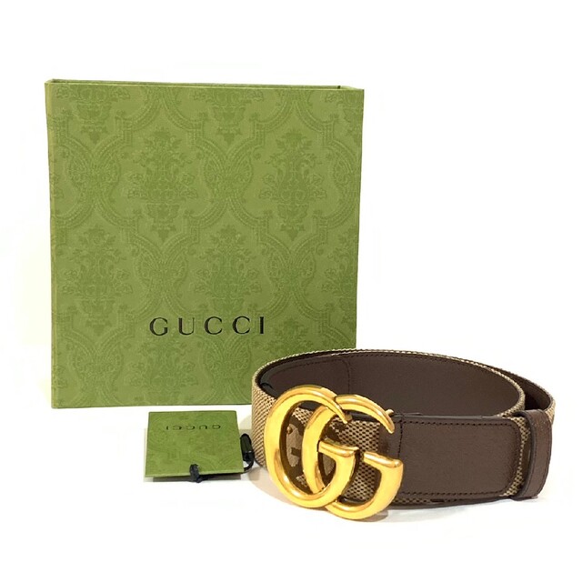 国産品 Gucci ブラウン ジャンボGG ワイドベルト バックル ダブルG