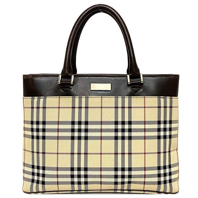 BURBERRY - バーバリー トートバッグ ベージュ ブラウン レザーの通販