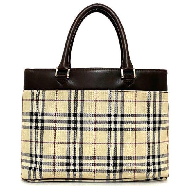BURBERRY - バーバリー トートバッグ ベージュ ブラウン レザーの通販