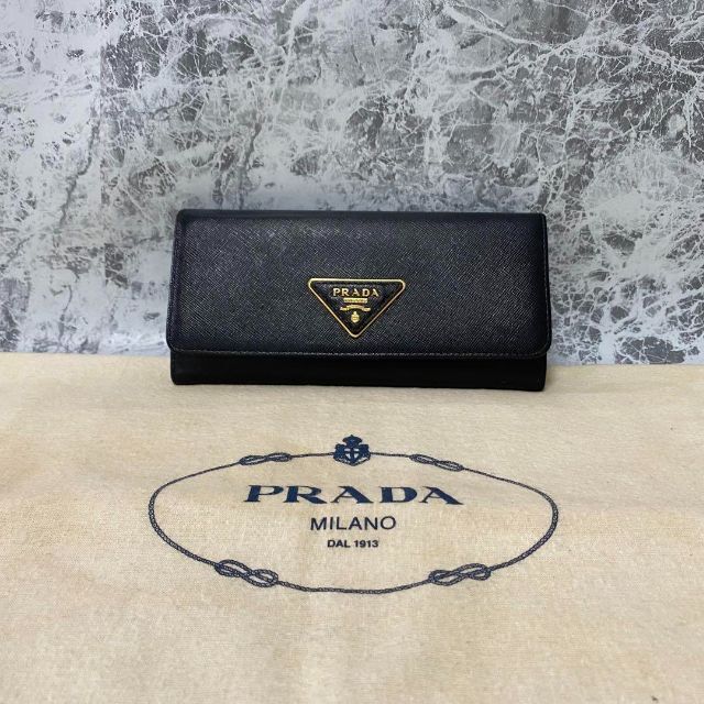 PRADA - PRADA プラダ 長財布 サフィアーノ トライアングル ブラック