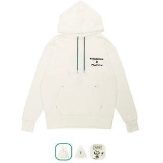 スターバックス(Starbucks)のスターバックス　オーバーサイズパーカー オフホワイト  L-XL(パーカー)